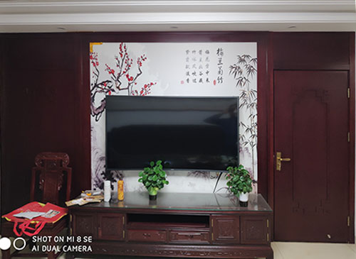 毕节中式家庭装修电视柜效果展示